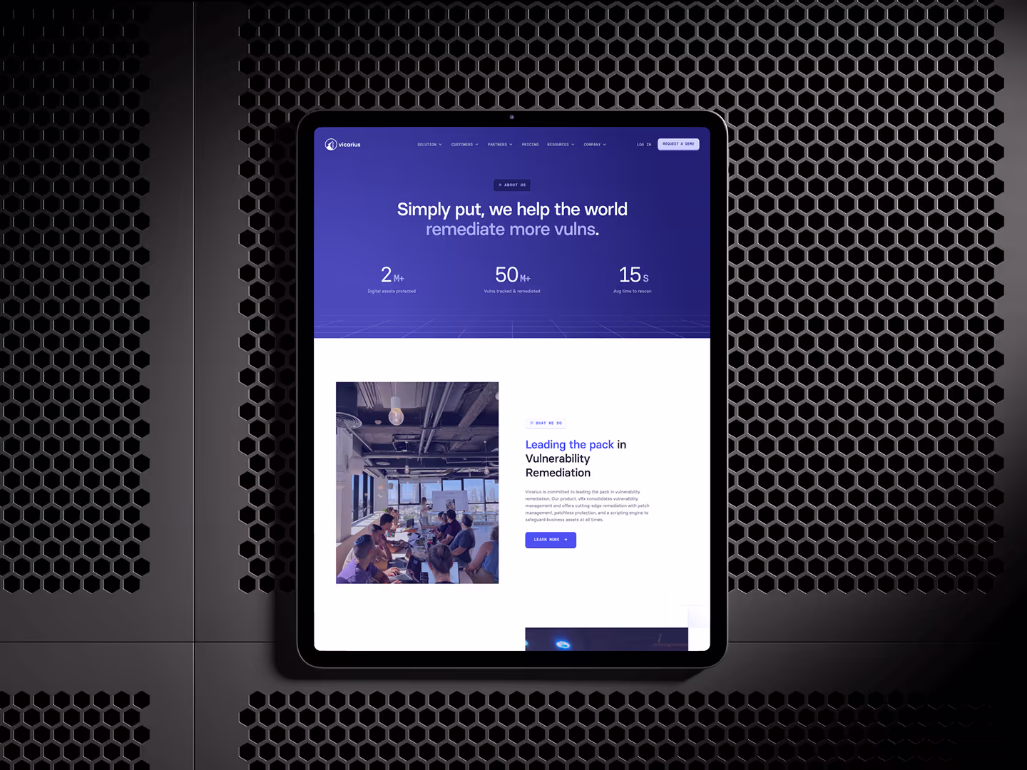 Blue minimal tech Webflow website hero section design for startup.
